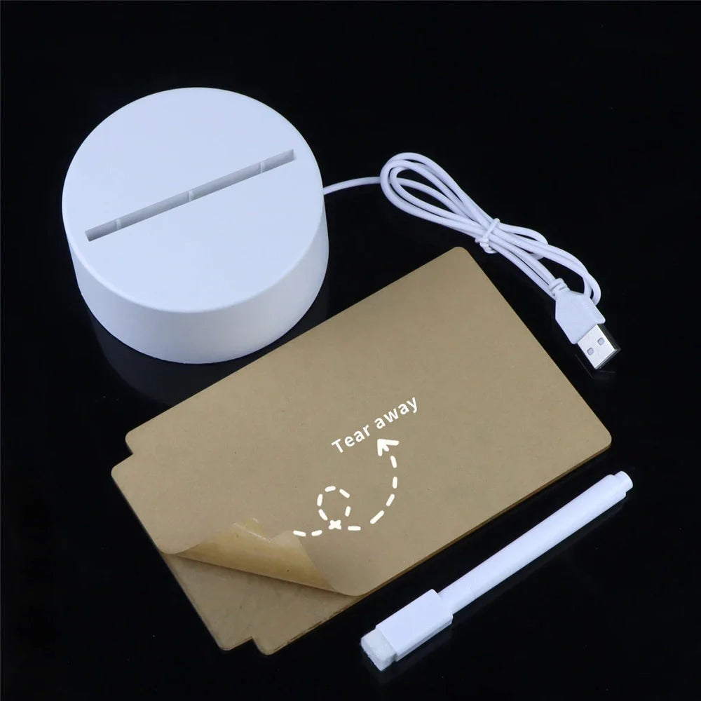 LED light note board with 15cm heart-shaped luminous writing surface and USB power