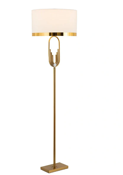 Modern vertical floor lamp with adjustable height for reading, iron body with fabric shade
