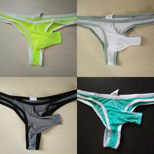 Men's Ice Silk underwear briefs in nylon fabric, colours: white, black, sky blue, dark gray, grass green, army green, skin colour