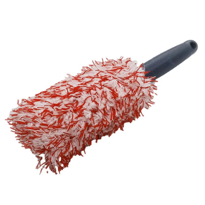 Long handled ultra-fine fibre wheel brush car wash brush for alloy wheel cleaning, available in blue, black, or red