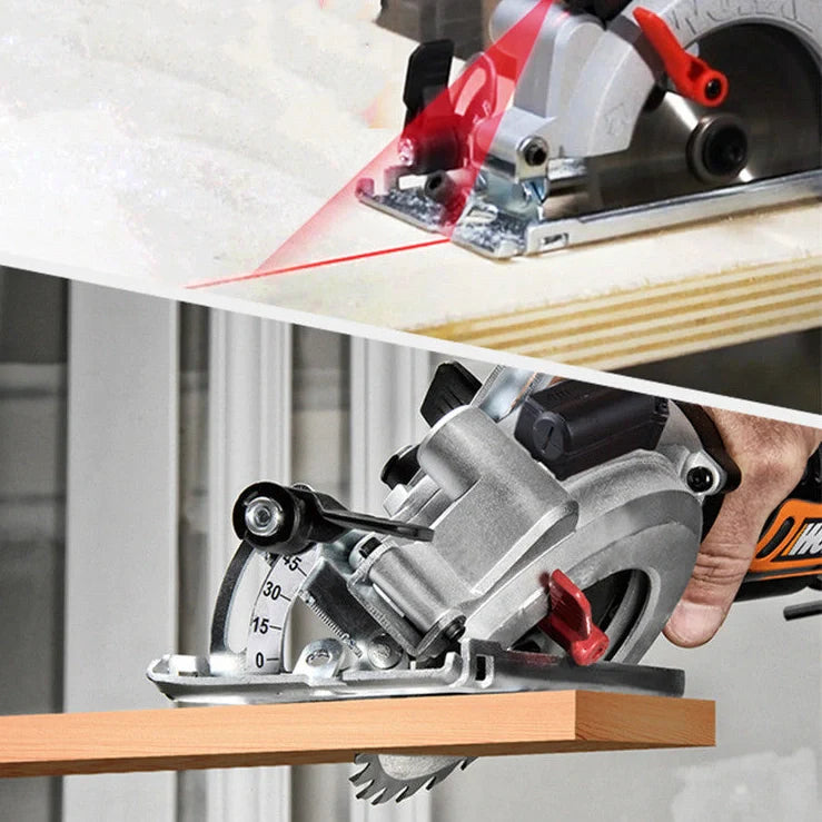 Home WX427 circular saw tool with parallel guide ruler and vacuum adapter on workbench