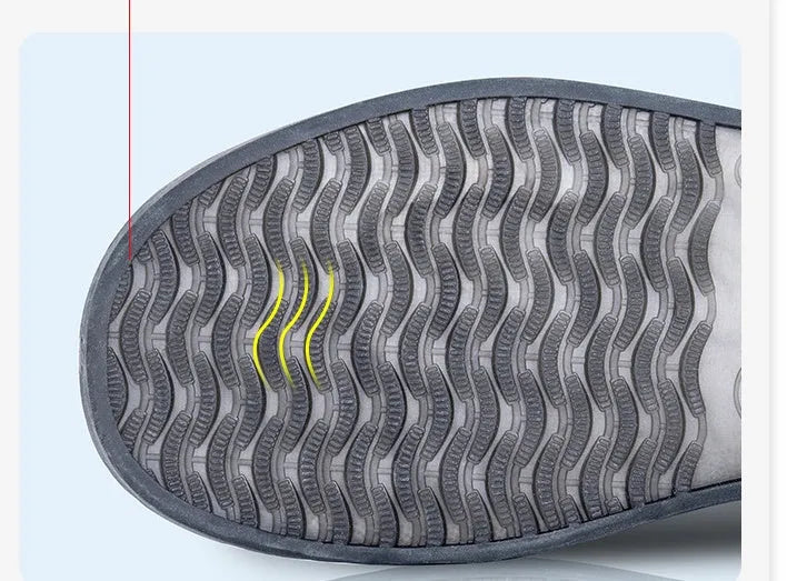 White high top PVC waterproof shoe cover for women with anti-skid sole.