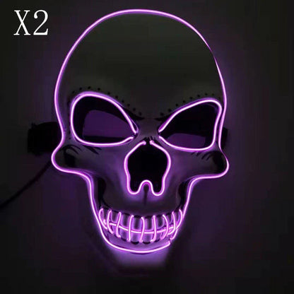 A bone-chilling LED-illuminated skull Halloween mask with adjustable lighting modes for spooky holiday fun