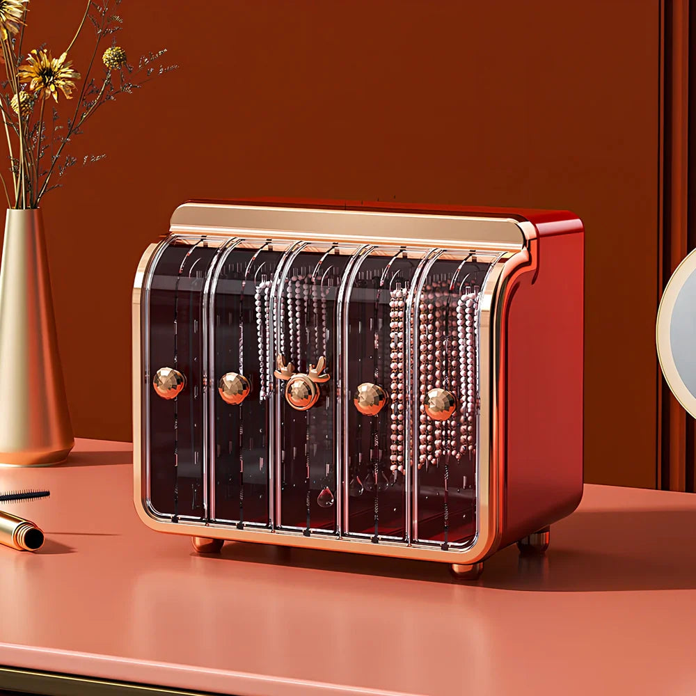 Light luxury plastic storage drawer in green for cosmetics, 25cm x 15cm with divided compartments for brushes and lipsticks