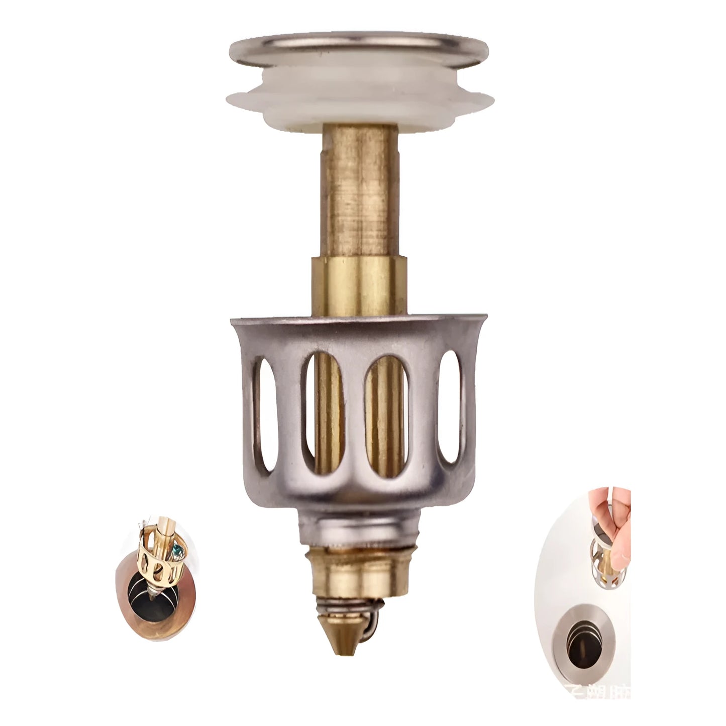 White copper bounce filter element for a single basin kitchen sink waste outlet.