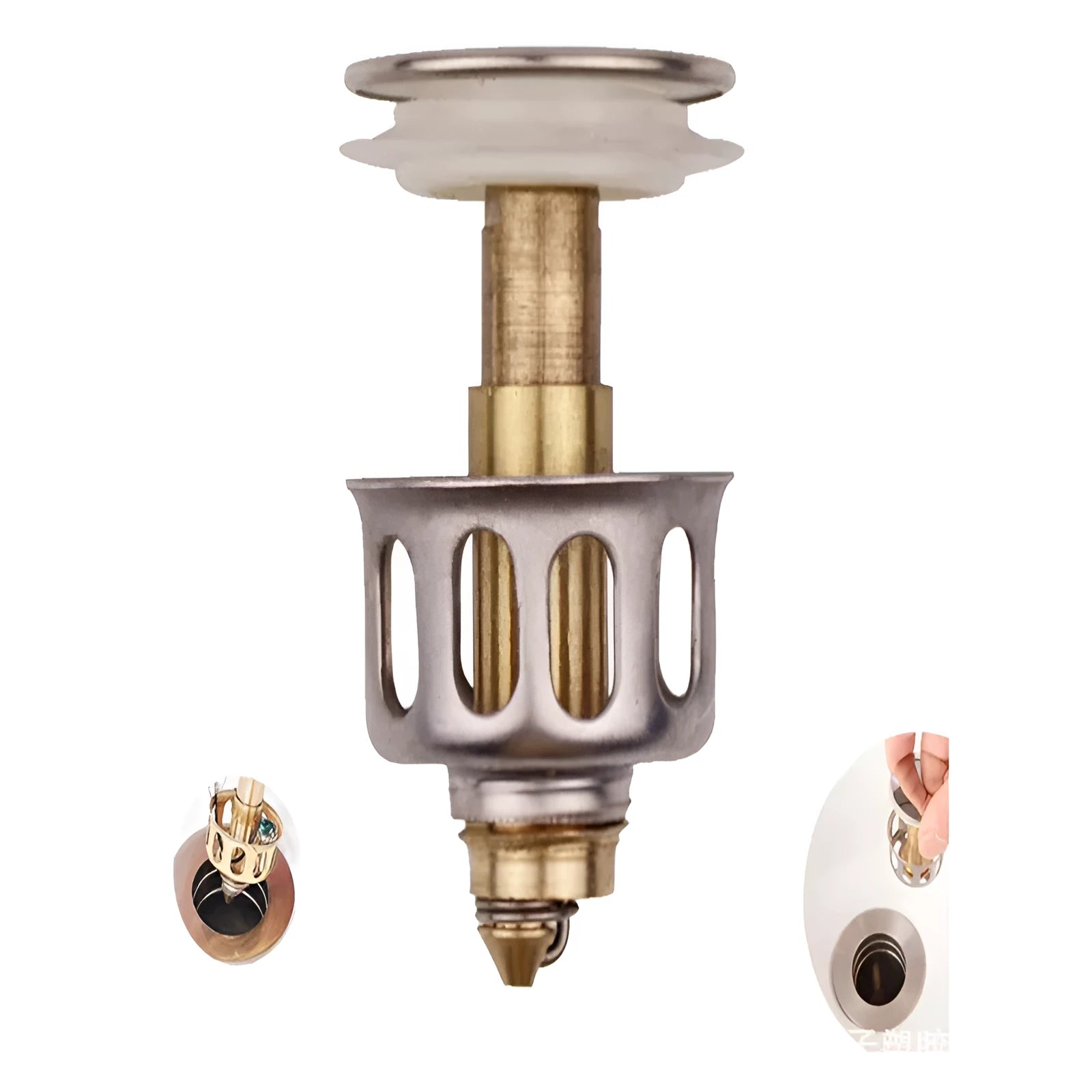 White copper bounce filter element for a single basin kitchen sink waste outlet.