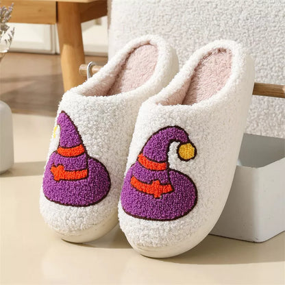 Halloween Spider Witch-hat non-slip indoor slippers in various colors