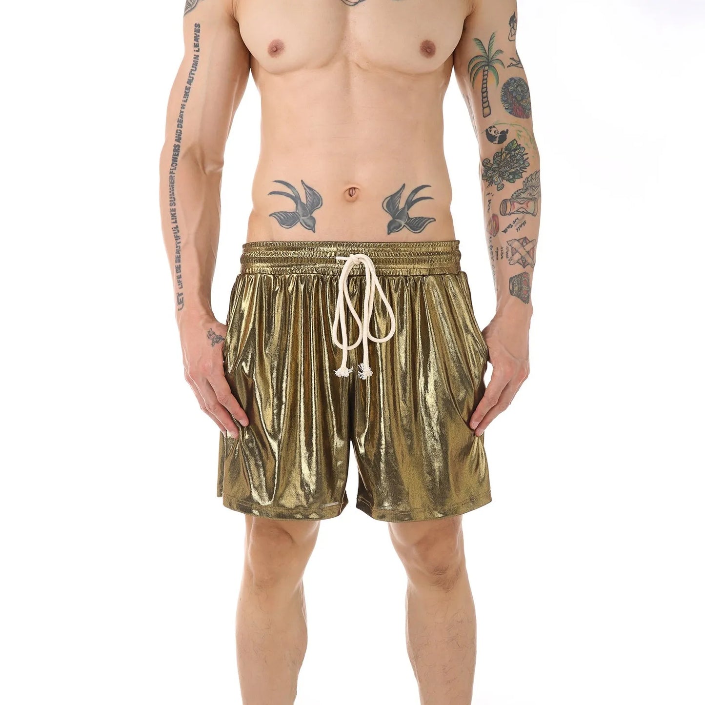 Men's soft polyester casual home pants shown in available colours
