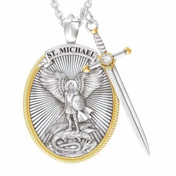 Western Mythology Faith Necklace with angel design and round bead chain