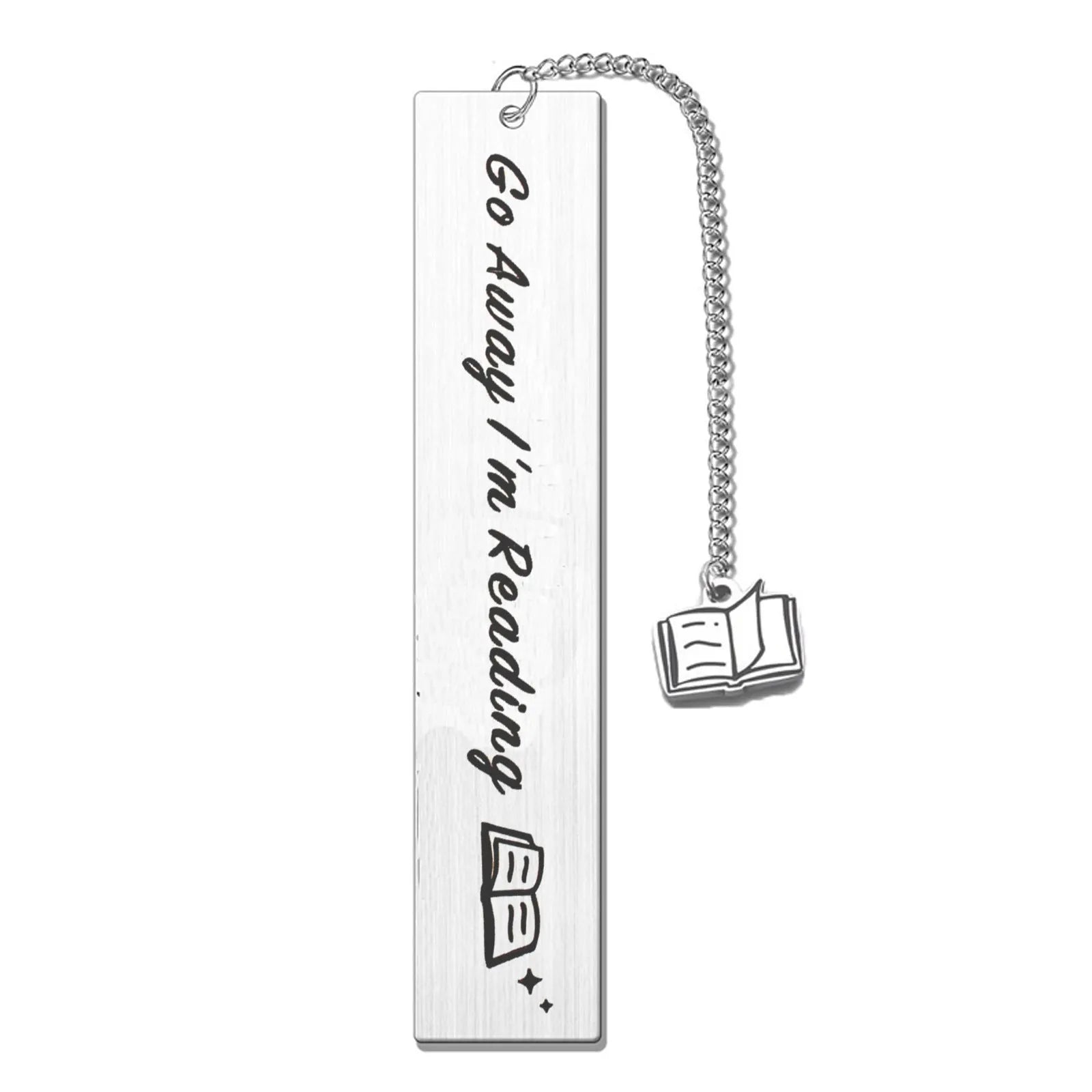 Stainless steel bookmark with tassel, 13cm long, showing metal construction and colour options