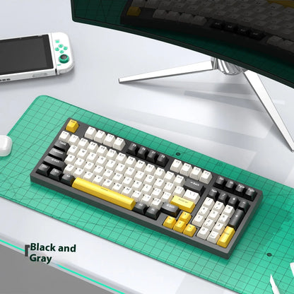 K98 mechanical keyboard and matching wireless mouse in a selected colour from the range on a desk.