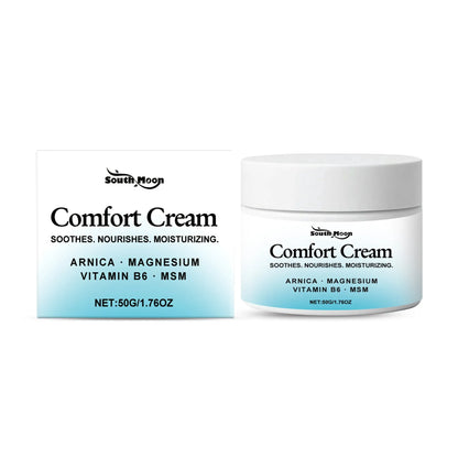 Square white jar of 50g moisturising cream with Shanjinchehua and Vitamin B6 for skin hydration.