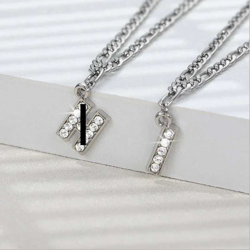 Personalized Stainless Steel Letter Anklet with Sparkling Zircon Accents