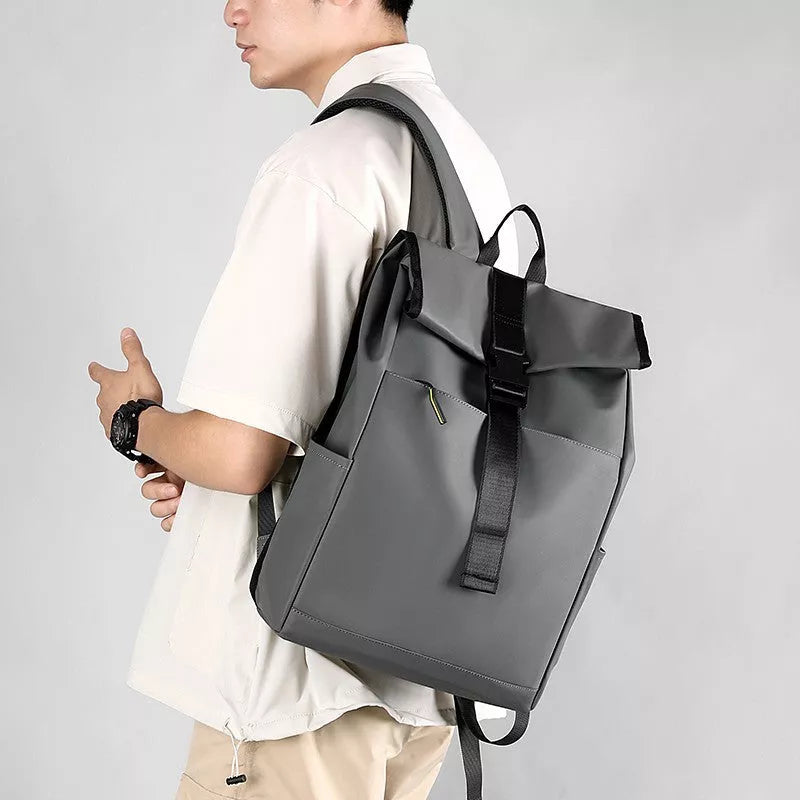 Waterproof Oxford cloth backpack for laptops and travel in gray, dark gray, and black