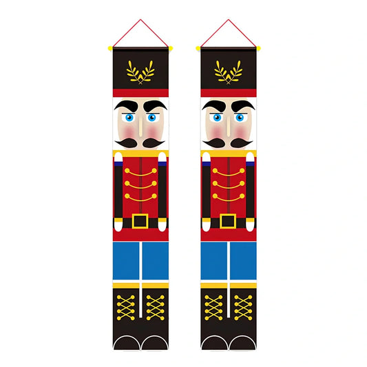 115x40cm Christmas cloth poster showing Santa Claus design in red for window decoration