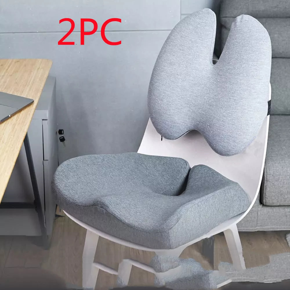 Memory foam ergonomic chair cushion in gray or black for car and office use