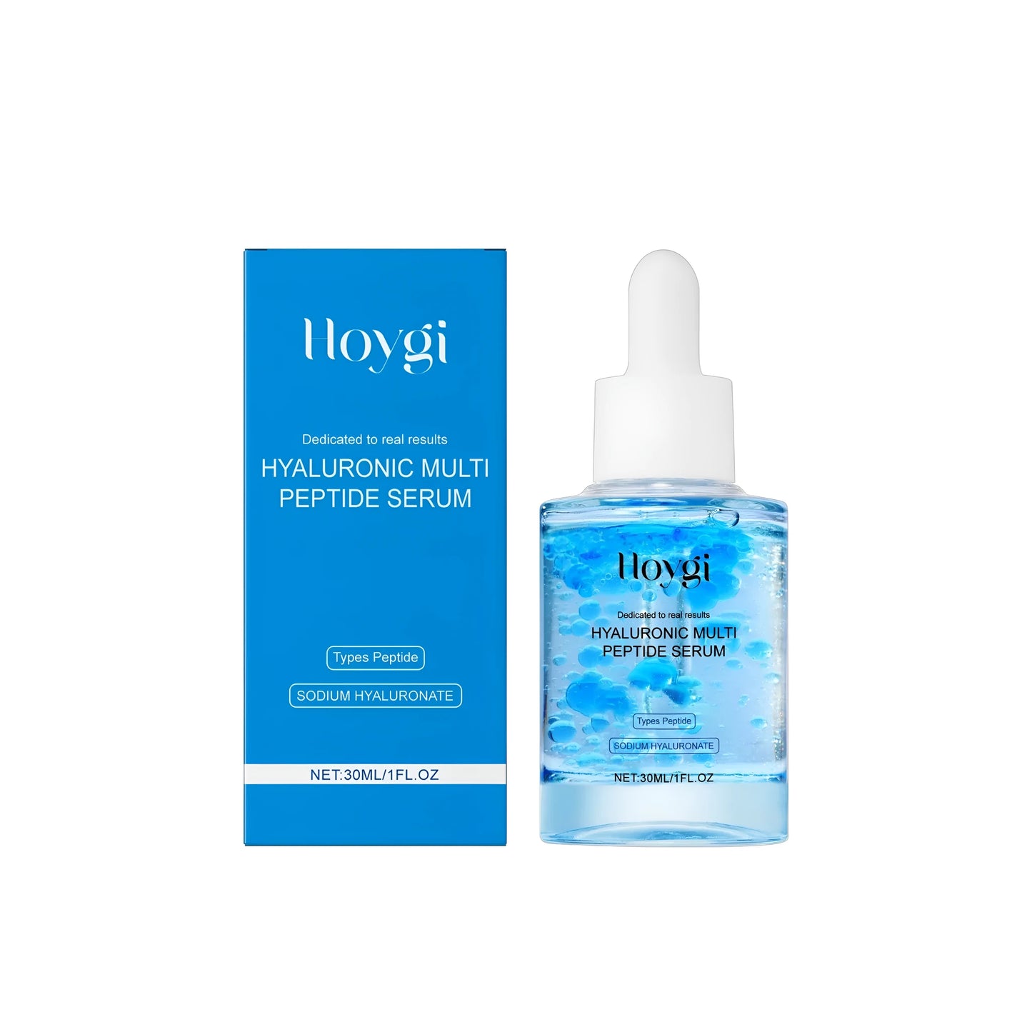30ml bottle of hyaluronic multi peptide serum facial treatment with dropper