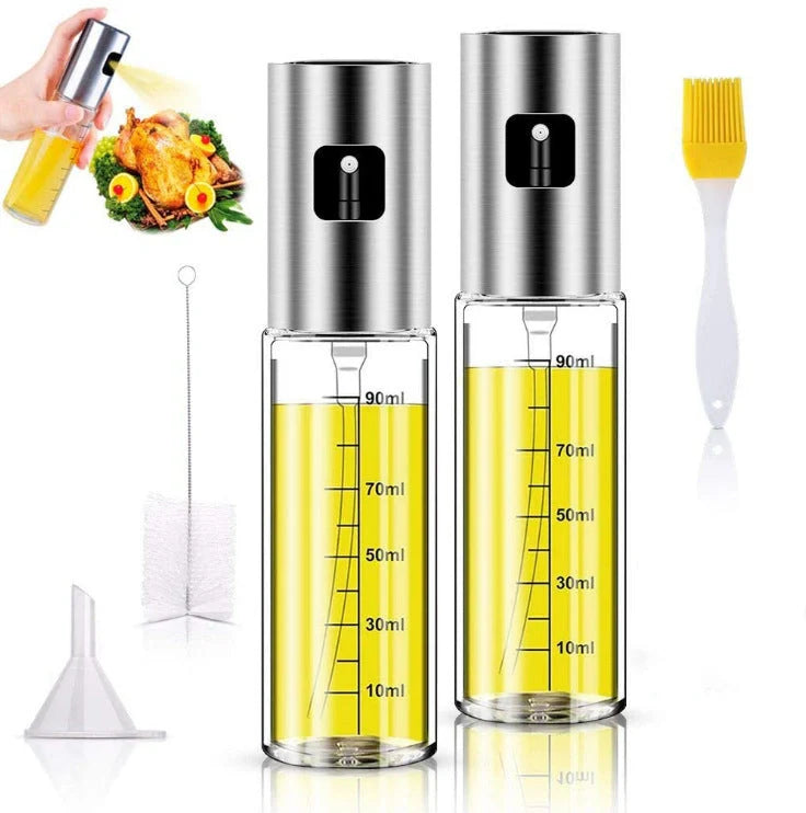 Stainless steel cooking oil spray bottle with scale for healthy cooking