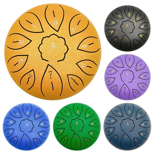 Ethereal 11-Tone Handpan Drum in various colors - premium steel instrument for meditation, yoga, and relaxation