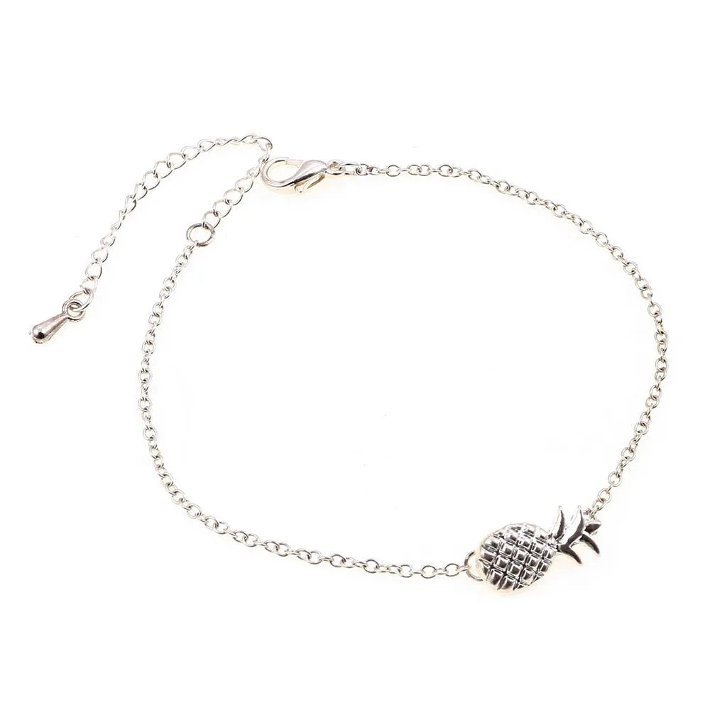 Adjustable alloy pineapple bracelet in B178 Gold or Silver finish with 18-22cm length