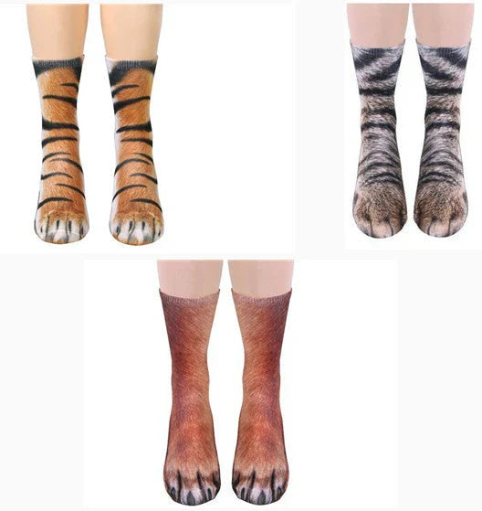 Stylish 3D animal print socks featuring various designs like cat, dog, elephant, and more for unisex all-day comfort and fashion