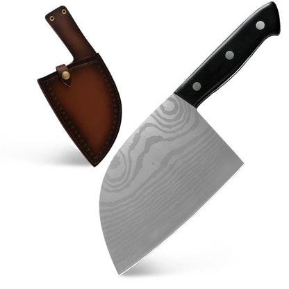 Premium stainless steel butcher knife with a wooden handle, perfect for home chefs who want to elevate their cooking experience.