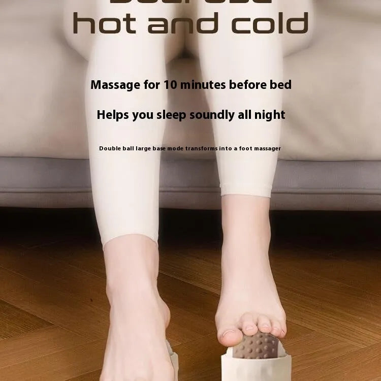 Massage ball with double-ball design in caramel mocha colour for cold and hot compress therapy