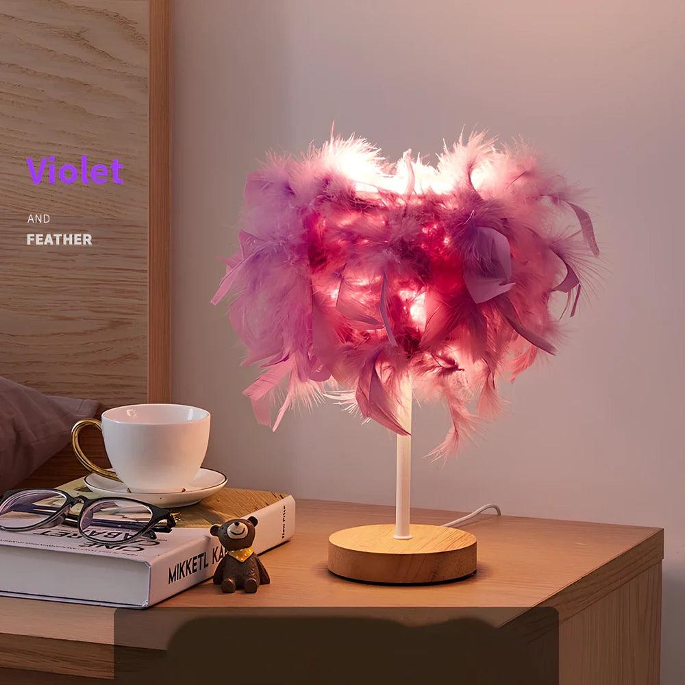 Feather lamp with modern design for corridor lighting in pink, purple or white colour options
