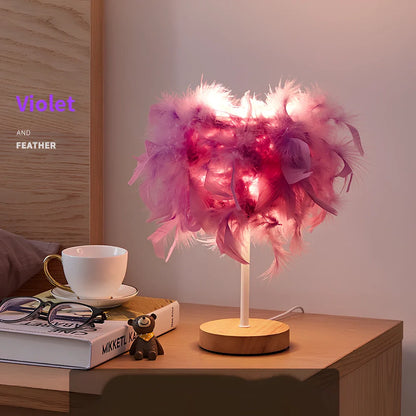 Feather lamp with modern design for corridor lighting in pink, purple or white colour options
