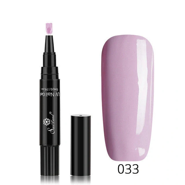 3-in-1 Gel Nail Varnish Pen with Glitter for One-Step Nail Art