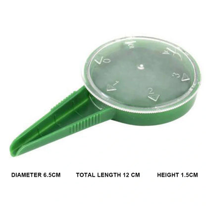 Green and transparent 5-speed adjustable gardening seed planter with dial control