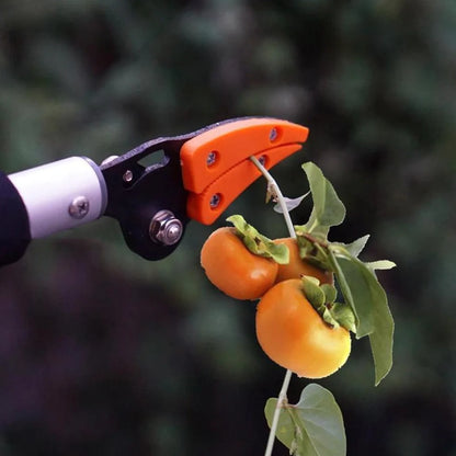 Orange aluminium pruning shears with 60cm reach and spring-loaded cutting mechanism for garden use