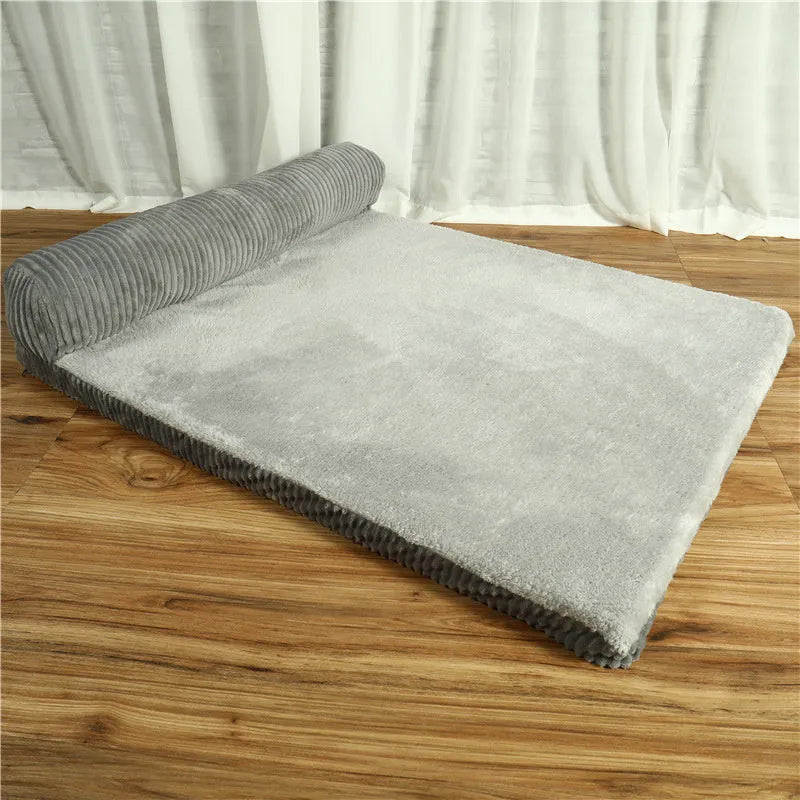 Corduroy pet sofa bed in red colour with high-density sponge padding and non-slip base