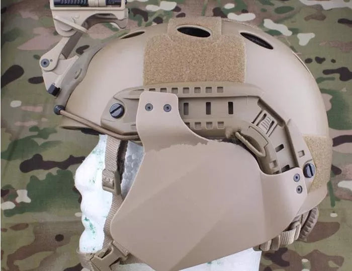 Blind-Spot Armor tactical head gear with customizable helmets for air-soft and field operations