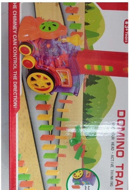 Automatic Domino-Building Train Toy with Mesmerizing Domino Display and Steering Mechanism