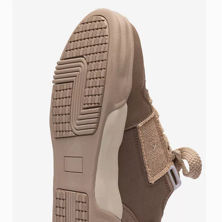 Men's casual patch leather vintage shoes in black and khaki colors