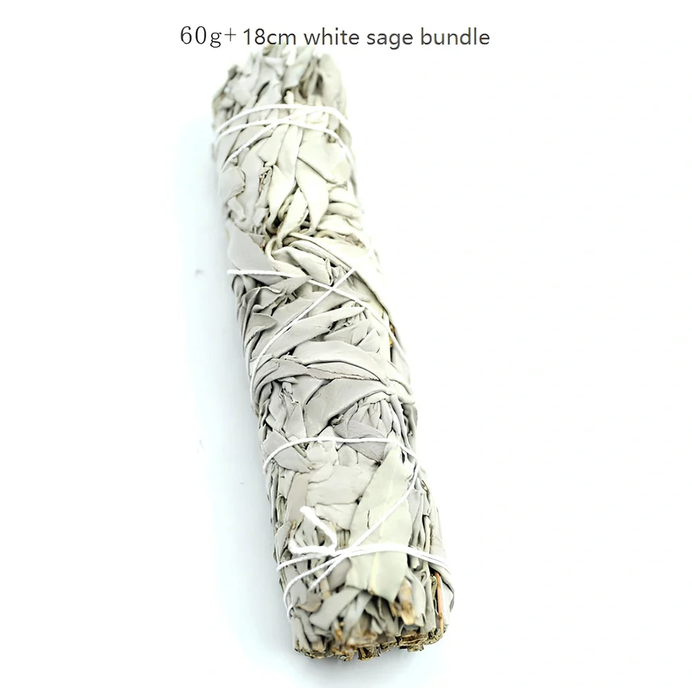 18cm white sage pure leaf bundle, 70g weight, for 2-hour space purification and crystal cleansing