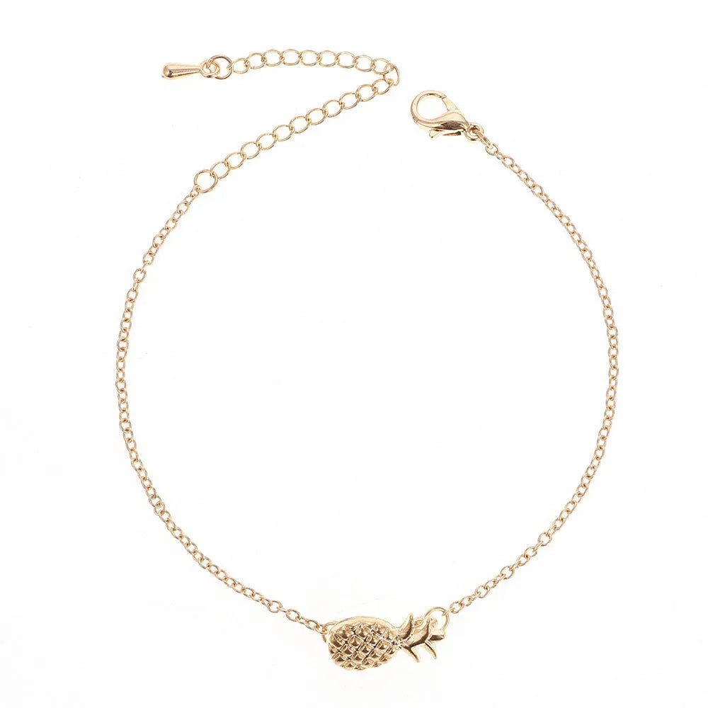 Adjustable alloy pineapple bracelet in B178 Gold or Silver finish with 18-22cm length