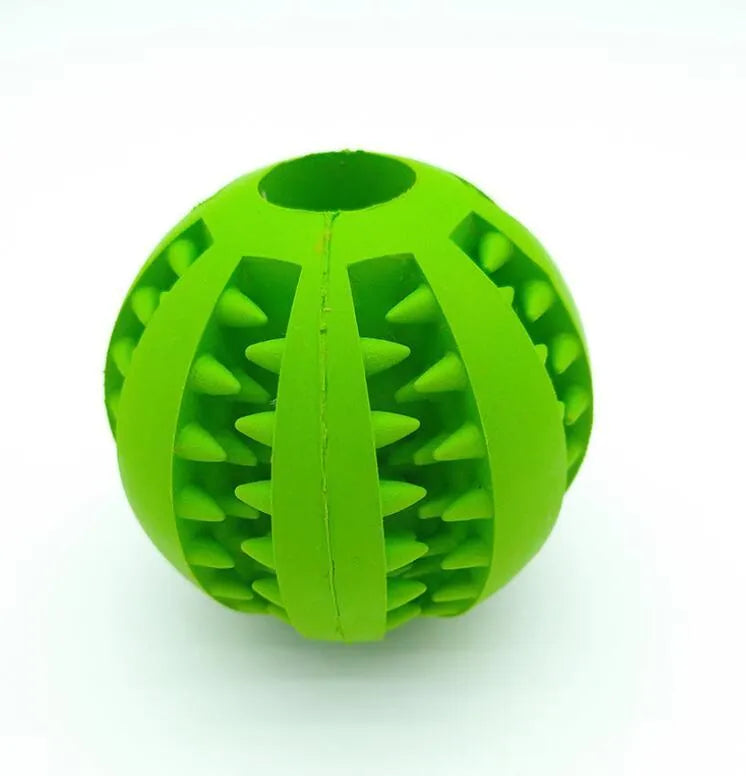 Natural silica gel dog ball toy in blue, green and red, 5cm and 7cm slow feeder treat dispenser