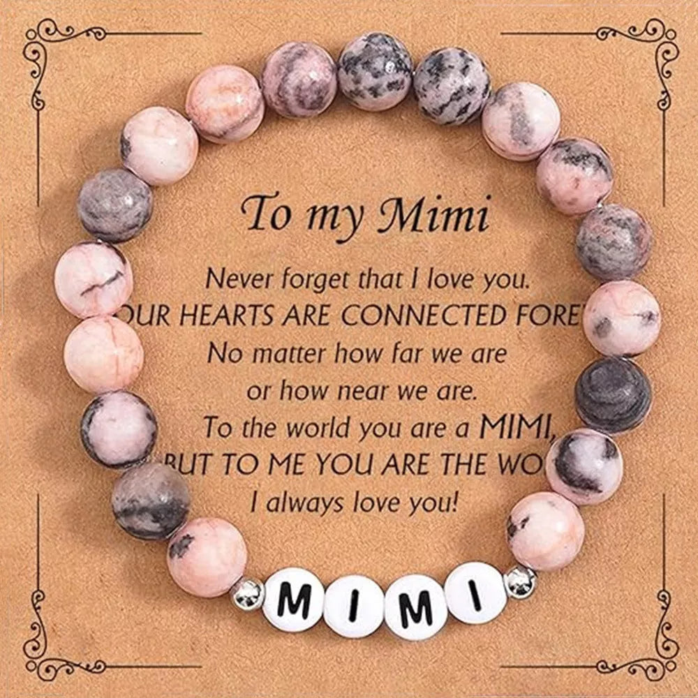 Handcrafted natural stone Tree of Life bracelet with pink zebra design