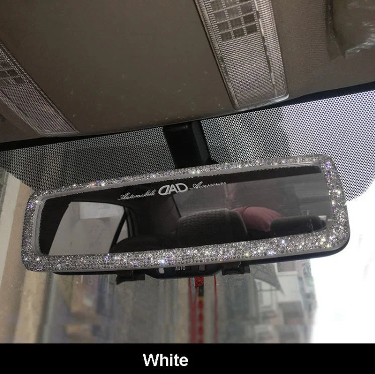 Luxury Diamond Car Interior Rearview Mirror Cover with Crystal Rhinestones for Women