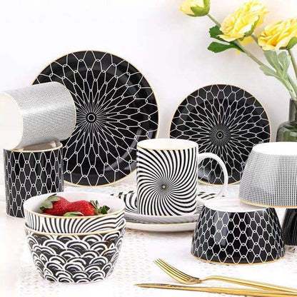 Nordic style geometric ceramic plate set for elegant dining