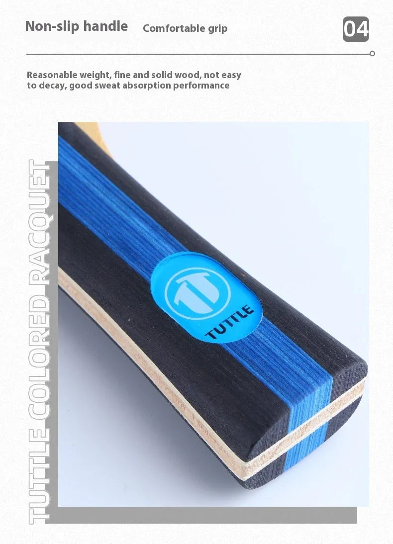Wood table tennis racket with high elastic rubber surface and matching protective storage bag in choice of colours