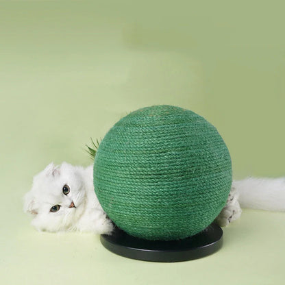 Cactus-shaped cat scratching ball with sisal rope for healthy nails and stress relief