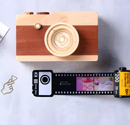 Kodak yellow wooden music album box with matching tote bag for wedding table decoration