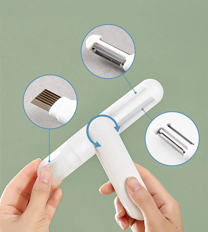 3-in-1 multifunctional rotary paring knife with 360 rotating stainless steel blade