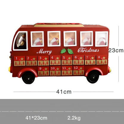 Wooden Christmas advent calendar with 24 numbered compartments in red and green colours measuring 37x32cm