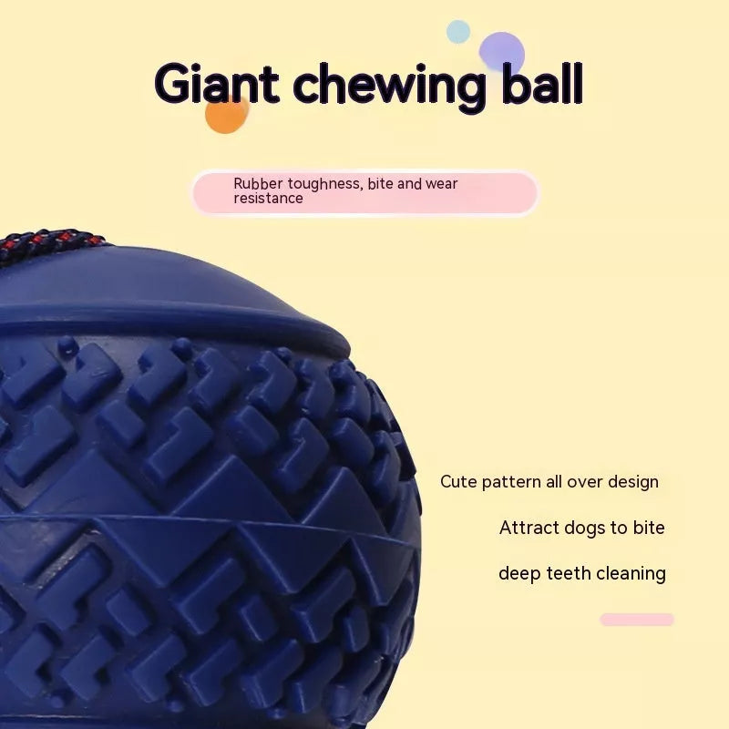 Interactive dog toy ball with rope for teeth cleaning and training