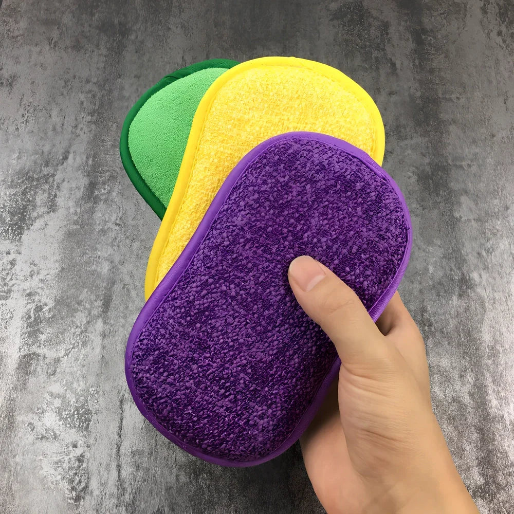 Kitchen cleaning towel with integrated sponge block and scouring pad surface measuring 30x40cm