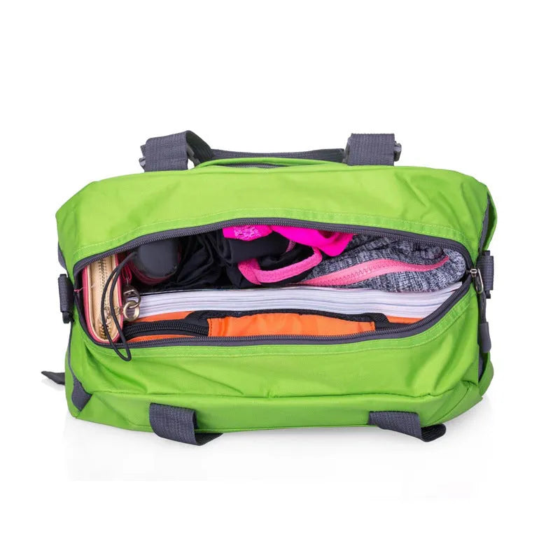 Nylon yoga and gym fitness bag shown in available colours with medium and large size options